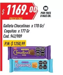 Mas - Galleta Chocolinas x 170 Gr/ Coquitas x 177 Gr
