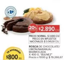 X$ - ROSCA DE CHOCOLATE/ LIMON/NARANJA/ MARMOLADA
