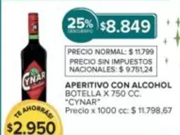 Cynar - APERITIVO CON ALCOHOL BOTELLA