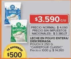Carrefour - LECHE EN POLVO ENTERA/ DESCREMADA