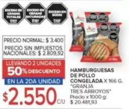 Granja Tres Arroyos - HAMBURGUESAS DE POLLO CONGELADA