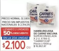 Carrefour - HAMBURGUESA DE CARNE VACUNA SUPERCONGELADA