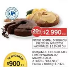 X$ - ROSCA DE CHOCOLATE/ LIMÓN/NARANJA/ MARMOLADA