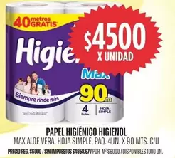Higienol - PAPEL HIGIÉNICO HIGIENOL MAX ALOE VERA