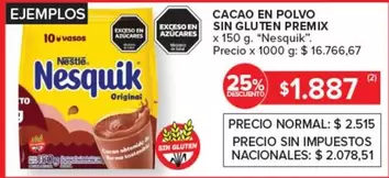 Nesquik - CACAO EN POLVO SIN GLUTEN PREMIX
