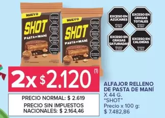 Shot - ALFAJOR RELLENO DE PASTA DE MANÍ