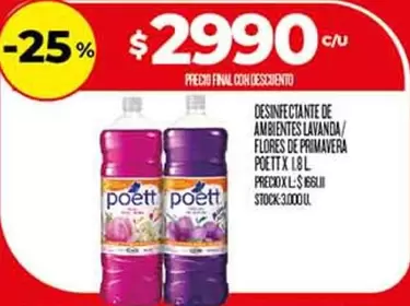 Poett - DESINFECTANTE DE AMBIENTES LAVANDA/FLORES DE PRIMAVERA