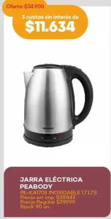 Peabody - JARRA ELÉCTRICA INOXIDABLE 17 LTS