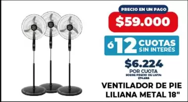 Liliana - VENTILADOR DE PIE METAL 18"