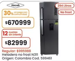 Origen - Heladera no frost N311 Cod. 599461