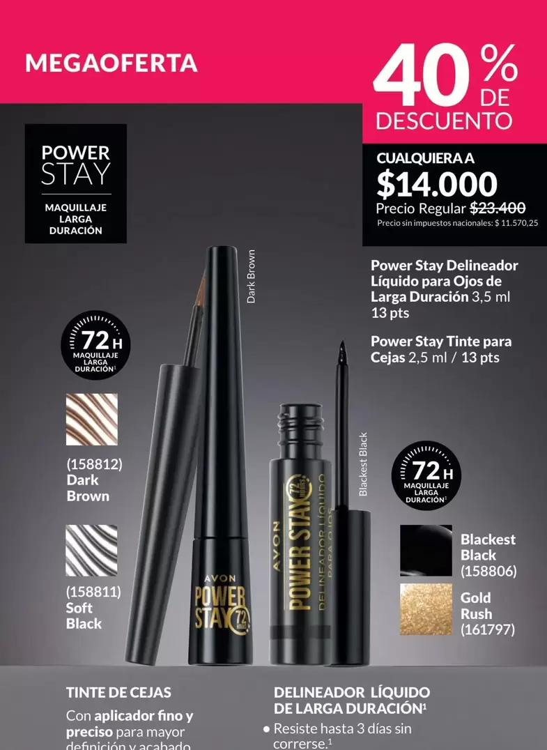 Avon - Power Stay Delineador Líquido para Ojos de Larga Duración