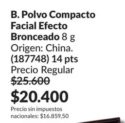 Efecto - Polvo Compacto Facial Bronceado 8 g (187748)