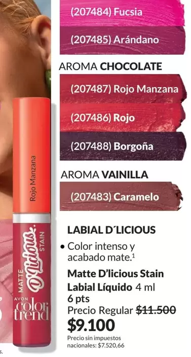 Rojo - Matte D'licious Stain Labial Líquido 4 ml 6 pts