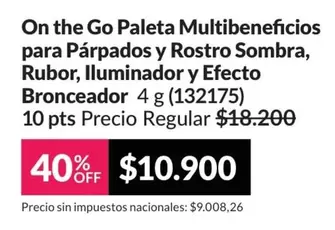 Efecto - On the Go Paleta Multibeneficios para Párpados y Rostro Sombra, Rubor, Iluminador y Bronceador 4 g (132175)