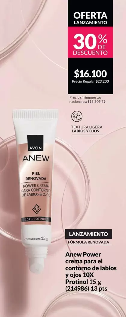 Anew -  Power crema para el contorno de labios y ojos 10X Protinol 15 g (254986)
