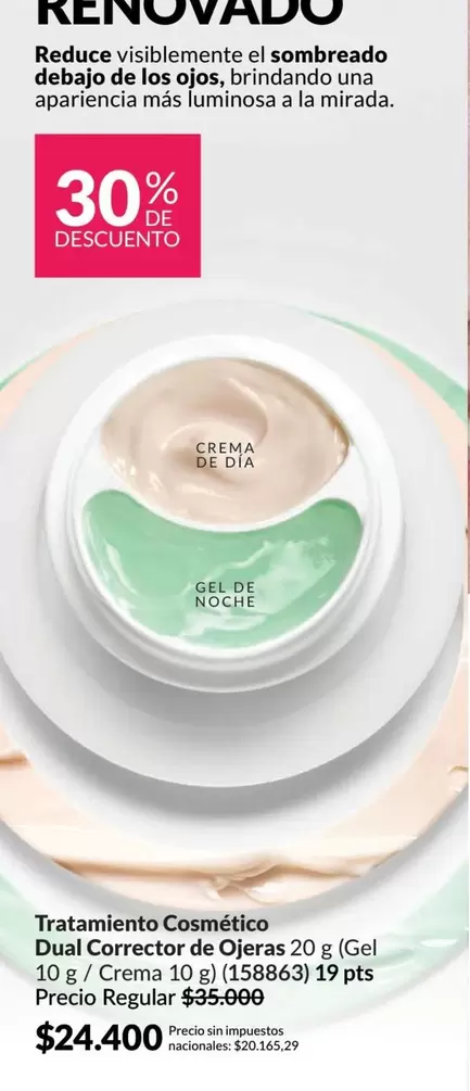 Una - Tratamiento Cosmético Dual Corrector de Ojeras 20 g (Gel 10 g / Crema 10 g) (158863)