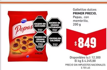 Primer Precio - Galletitas dulces Pepas