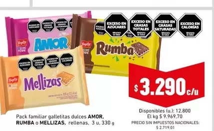 Bagley - galletitas dulces AMOR, Rumba o Mellizas