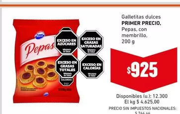 Primer Precio - Galletitas dulces Pepas