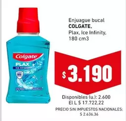 Colgate - Enjuague bucal Plax Ice Infinity