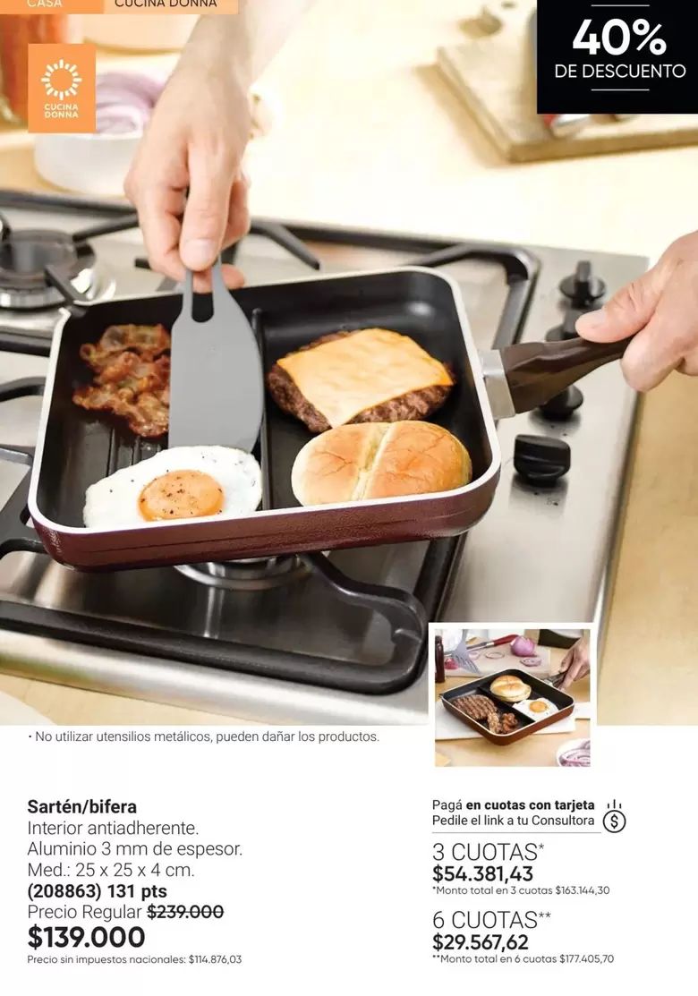 MM - Sartén/bifera Interior antiadherente