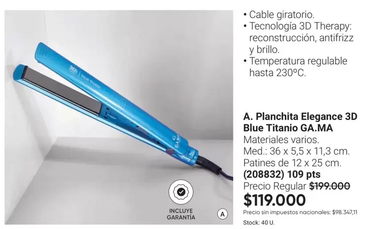 3D - Planchita Elegance  Blue Titanio GA.MA