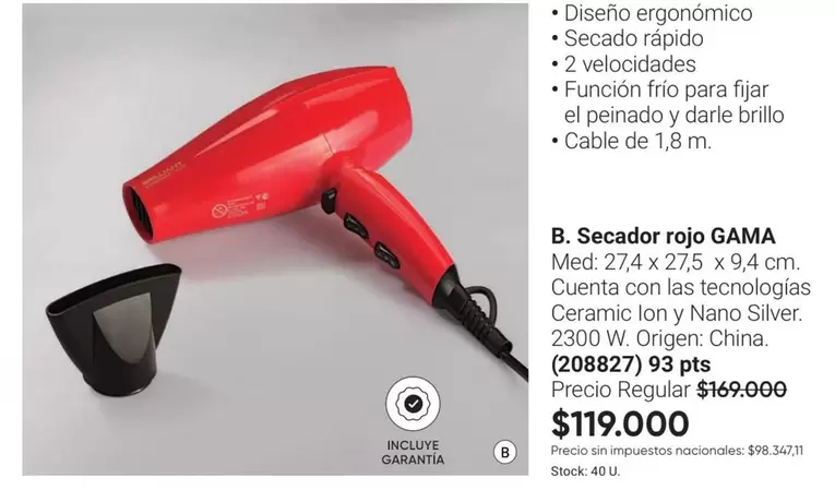 GAMA - Secador rojo