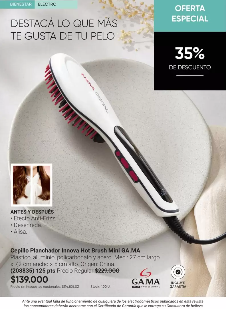 GAMA - Cepillo Planchador Innova Hot Brush Mini GA