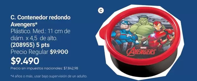 Avengers - Contenedor redondo * (208955) 5 pts