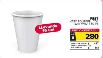 X$ - VASO POLIPAPEL COL PACK