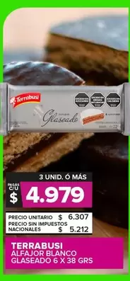 Terrabusi - ALFAJOR BLANCO GLASEADO 6 X 38 GRS