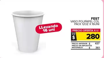 X$ - VASO POLIPAPEL COL PACK