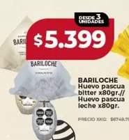 Bariloche - Huevo pascua bitter x80gr. // Huevo pascua leche x80gr.