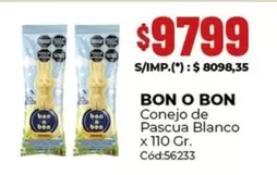 Bon o Bon - Conejo de Pascua Blanco x 110 Gr. Cód:56233