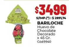 Bariloche - Huevo de Chocolate Decorado x 45 Gr. Cód:9940