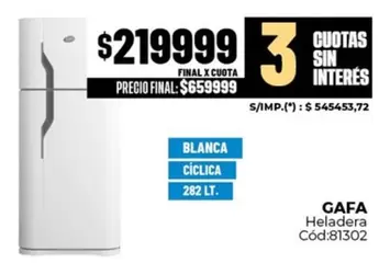 Gafa - Heladera Cód:81302