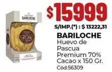 Bariloche - Huevo de Pascua Premium 70% Cacao x 150 Gr. Cód:56309