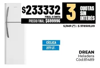 Drean - Heladera Cód:81489