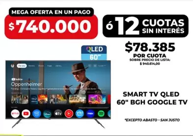 BGH - SMART TV QLED 60" GOOGLE TV