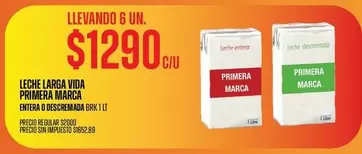 Primera marca - LECHE LARGA VIDA