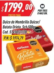 Mas - Dulce de Membrillo Dulcor/ Batata Orieta Sch 500gr Cod. 51458/27/28