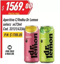 Mas - Aperitivo C/Vodka Dr Lemon selecc x473ml Cod. 33131/43366