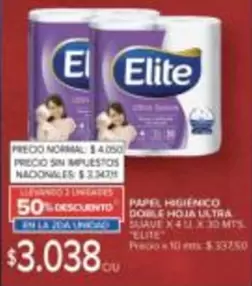 Elite - PAPEL HIGIÉNICO DOBLE HOJA ULTRA SUAVE