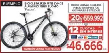 Futura - BICICLETA R29 MTB LYNCE ALUMINIO RINES 29" PLOMO