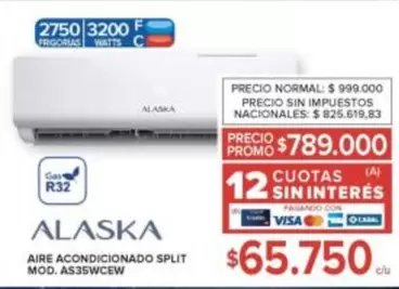 Alaska - AIRE ACONDICIONADO SPLIT MOD. AS35WCEW