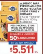 Pedigree - Alimento para perros adultos razas pequeñas sabor carne y cereales