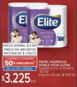 Elite - PAPEL HIGIENICO DOBLE HOJA ULTRA SUAVE