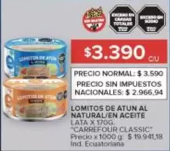 X$ - LOMITOS DE ATUN AL NATURAL/EN ACEITE