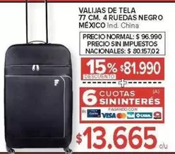 Negro - VALIJAS DE TELA 77 CM. 4 RUEDAS NEGRO