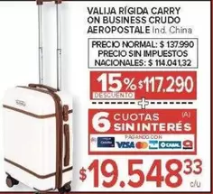 VALIJA RÍGIDA CARRY ON BUSINESS CRUDO